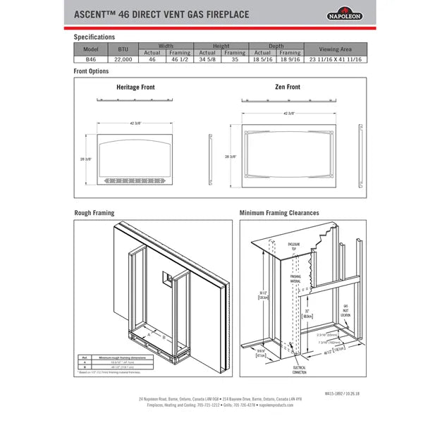 Load image into Gallery viewer, Napoleon B46 Ascent 46 Direct Vent Gas Fireplace
