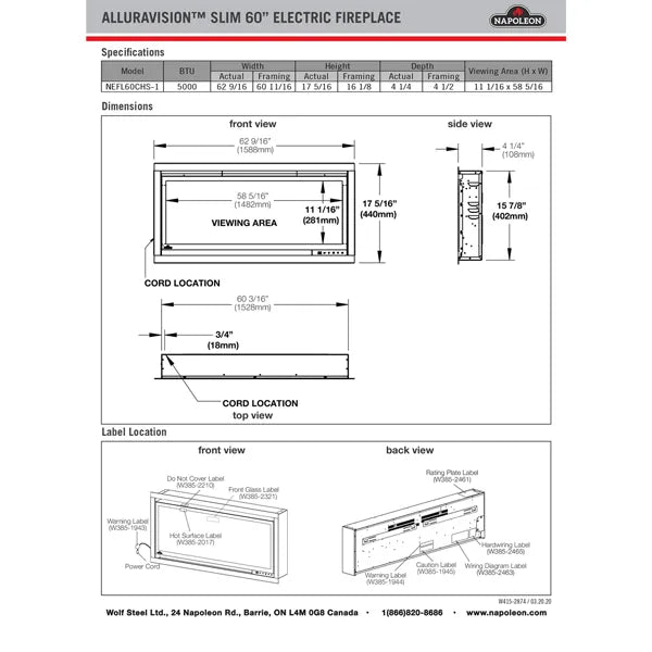 Load image into Gallery viewer, Napoleon Alluravision 60 Slimline Electric Fireplace
