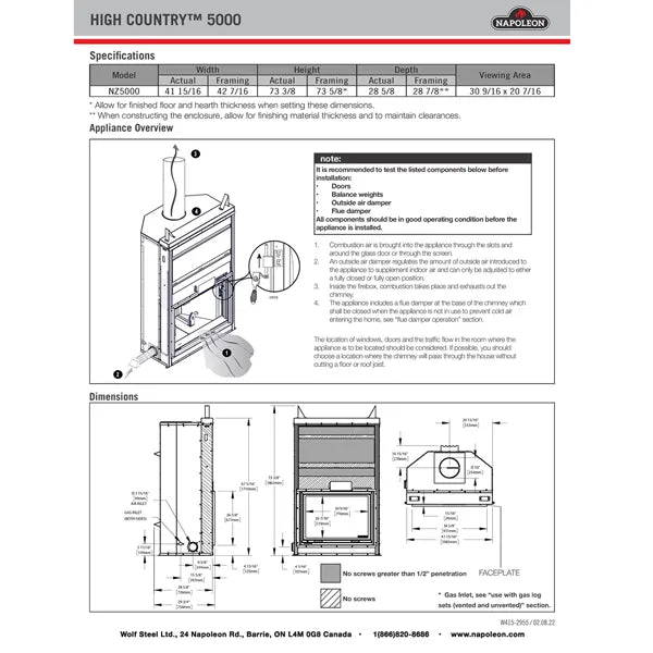 Load image into Gallery viewer, Napoleon NZ5000 High Country Wood Burning Fireplace
