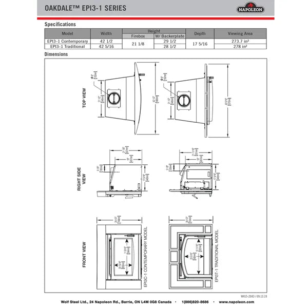 Load image into Gallery viewer, Napoleon EPI3C Oakdale Wood Burning Fireplace Insert
