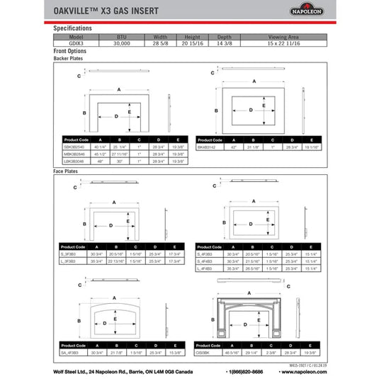 Napoleon Oakville GDIX3 Direct Vent Gas Fireplace Insert