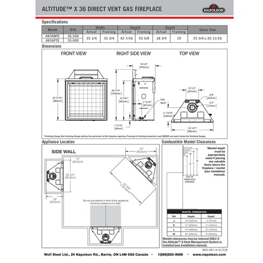 Napoleon AX36 Altitude X Direct Vent Gas Fireplace