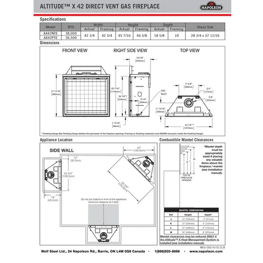 Napoleon AX42 Altitude X Direct Vent Gas Fireplace