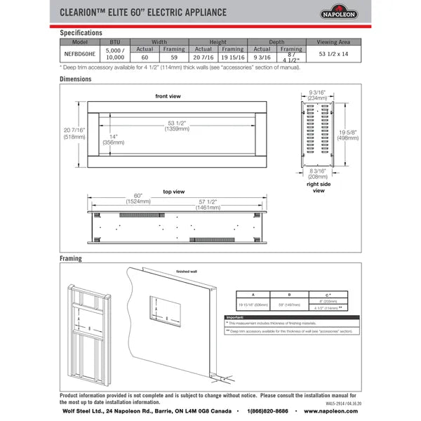 Load image into Gallery viewer, Napoleon CLEARion Elite 60 See Through Electric Fireplace
