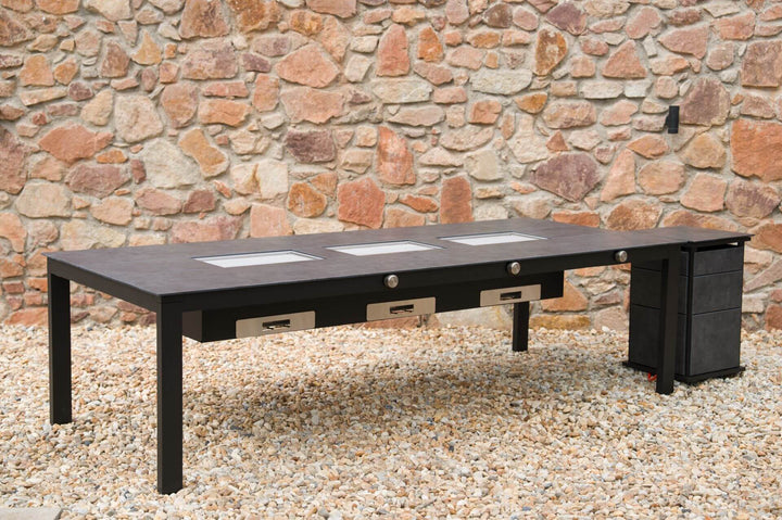 Festavolo FORTE GRANDE HPL dining grill table in Notte color