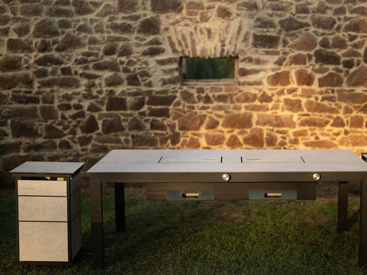 Festavolo FORTE MEDIO HPL dining grill table in Giorno color