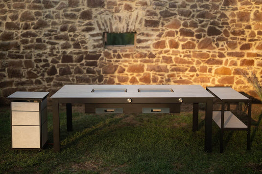 Festavolo FORTE MEDIO HPL dining grill table in Giorno color