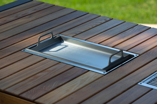 Festavolo Stainless Steel Plancha installed on the grill unit