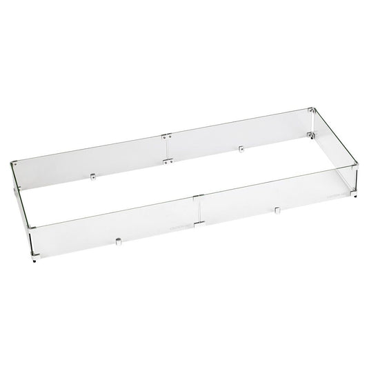 Rectangular Glass Flame Guard for 48" x 14" Drop-In Fire Pit Pan