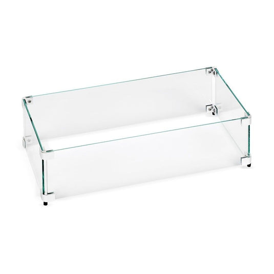 Rectangular Glass Flame Guard for 30" x 10" Drop-In Fire Pit Pan