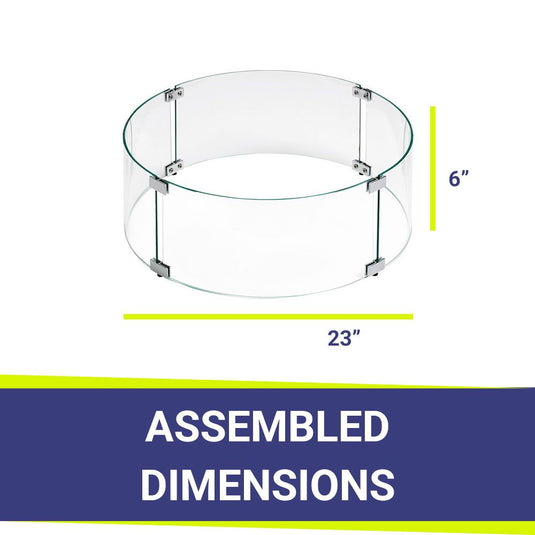 Round Glass Flame Guard for 19" Round Drop-In Fire Pit Pan