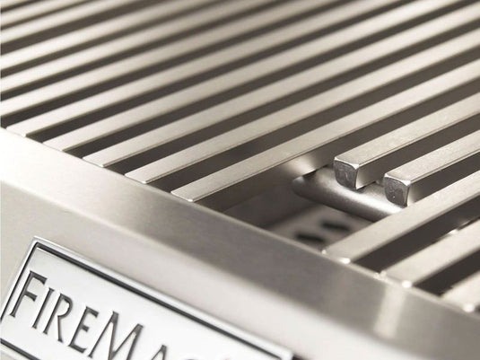 Fire Magic Choice C430s 24 inch gas grill on in ground post with timer stainless steel outdoor grill