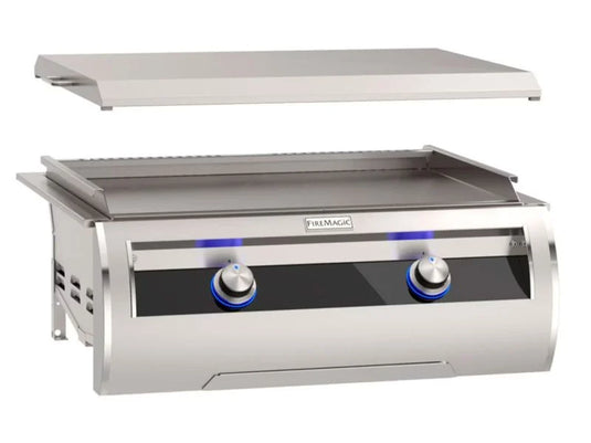 Fire Magic Echelon Diamond E660i Built-In Gas Gourmet Griddle with Stainless Steel Lid and LED Backlit Knobs