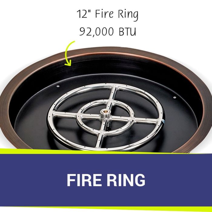 Load image into Gallery viewer, 19&quot; Round Oil Rubbed Bronze Drop-In Pan with Spark Ignition Kit (12 Ring) - Natural Gas Bundle
