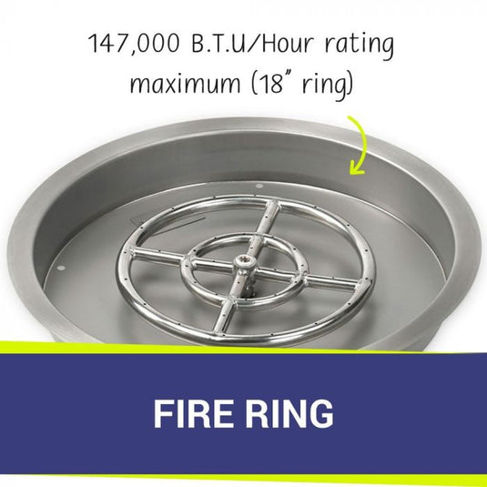 25" Round Drop-In Pan with Match Light Kit (18" Fire Pit Ring) - Propane Bundle