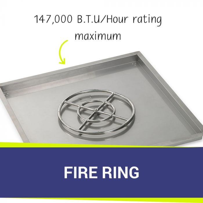 Load image into Gallery viewer, 36&quot; Square Drop-In Pan with Spark Ignition Kit (18&quot; Fire Pit Ring) - Natural Gas Bundle
