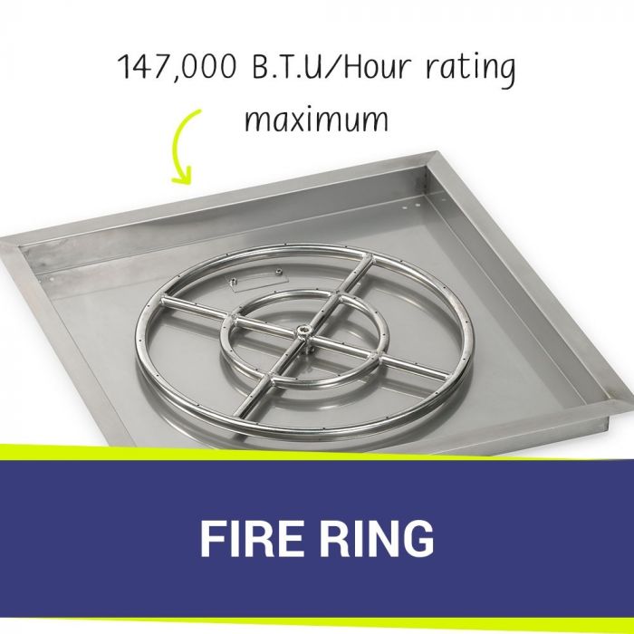 Load image into Gallery viewer, 24&quot; Square Drop-In Pan with Spark Ignition Kit (18&quot; Fire Pit Ring) - Natural Gas Bundle
