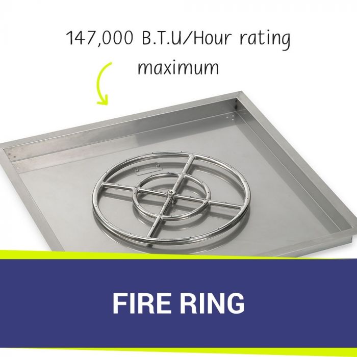 Load image into Gallery viewer, 30&quot; Square Drop-In Pan with Spark Ignition Kit (18&quot; Fire Pit Ring) - Natural Gas Bundle
