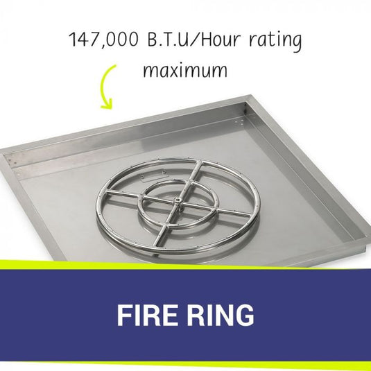 30" Square Drop-In Pan with Spark Ignition Kit (18" Fire Pit Ring) - Natural Gas Bundle