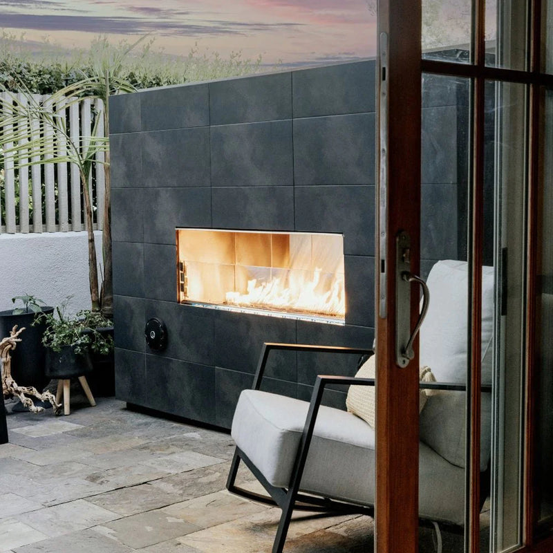 Load image into Gallery viewer, Firegear Kalea Bay Outdoor Linear Vent Free Gas Fireplace with LED Lights
