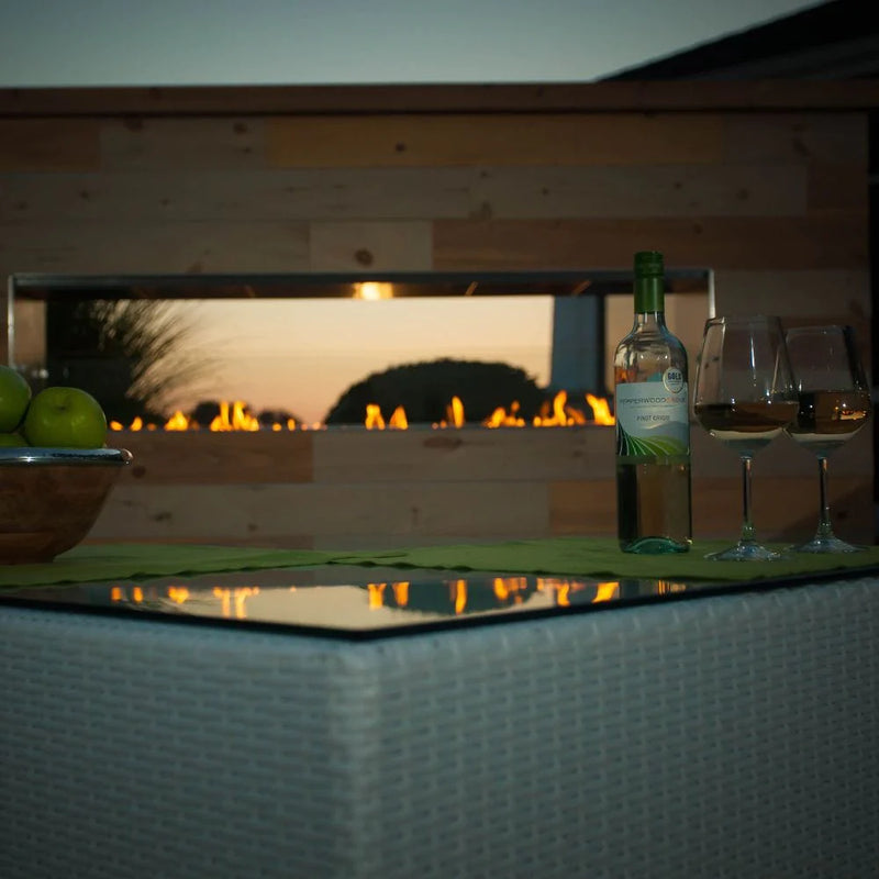 Load image into Gallery viewer, Firegear Kalea Bay Outdoor Linear Vent Free Gas Fireplace with LED Lights
