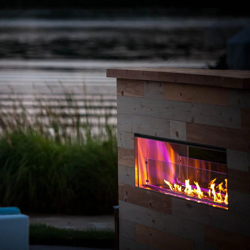 Load image into Gallery viewer, Firegear Kalea Bay Outdoor Linear Vent Free Gas Fireplace with LED Lights
