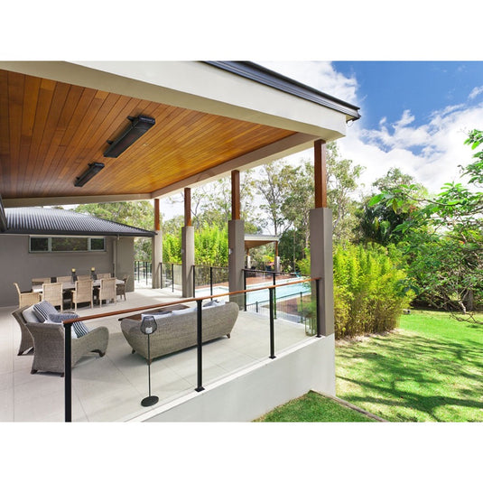 Heatstrip Enhance Electric Patio Heater with Black Glass Front, Remote and App Control – 240V