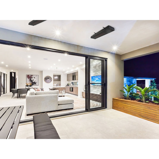 Heatstrip Enhance Electric Patio Heater with Black Glass Front, Remote and App Control – 240V