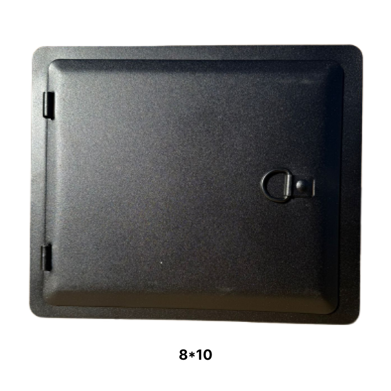 Load image into Gallery viewer, K&amp;W Manufacturing Fire Magic Clean Out Door Model 8218 with 10 x 8 inch inner frame and black powder coat finish
