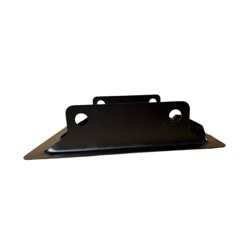 Load image into Gallery viewer, K&amp;W Manufacturing Fire Magic Clean Out Door details showing heavy-duty 14-gauge steel construction, black powder coat finish, and pull latch closure
