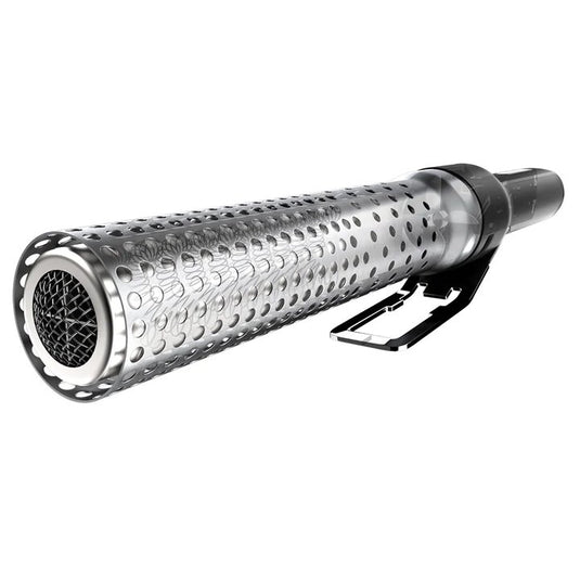 Close-up of the Looftlighter Classic perforated metal heating element and stand