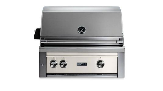 Lynx L30ATRGL 30-Inch Built-In Pro Grill with All Tri-Rotisserie in Glacier Finish