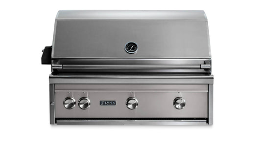 Lynx L36ATRLS 36-Inch Built-In Pro Grill with All Tri-Rotisserie in Limestone Finish