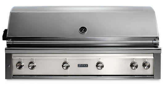 Lynx L54TRGL 54-Inch Built-In Pro Grill with One Trident Burner and Rotisserie in Glacier Finish