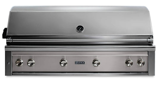 Lynx L54TRLS 54-Inch Built-In Pro Grill with One Trident Burner and Rotisserie in Limestone Finish