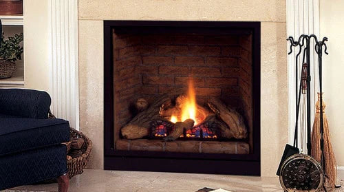 Majestic 42-inch Solitaire direct vent natural gas fireplace model BLDV500NSCSL with slim line profile and clean face design