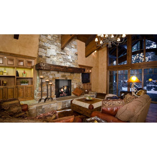Majestic Ashland 42 inch radiant traditional wood burning fireplace with natural gray hearth refractory