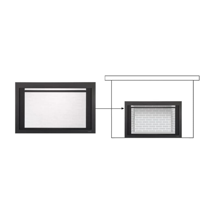 Load image into Gallery viewer, Majestic black clean screen front for Ruby and Trilliant 25 inch gas fireplace inserts

