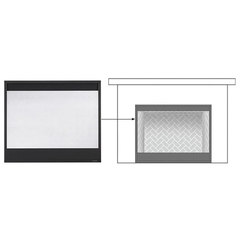 Load image into Gallery viewer, Majestic black decorative mesh screen front for Meridian Series, Pearl II see-through, and Quartz Platinum fireplaces

