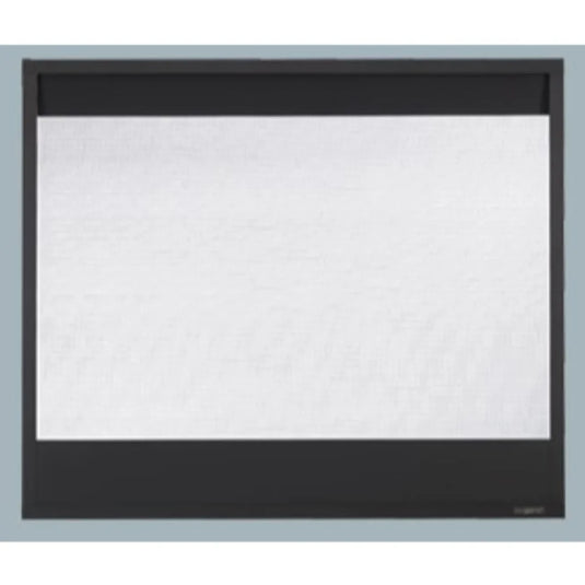Majestic black decorative mesh screen front for Meridian Series, Pearl II see-through, and Quartz Platinum fireplaces