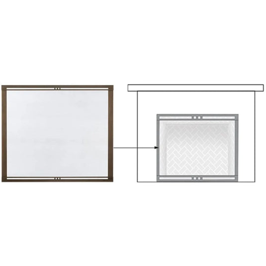 Majestic black firescreen front designed for Marquis II 42-inch see-through direct vent gas fireplace