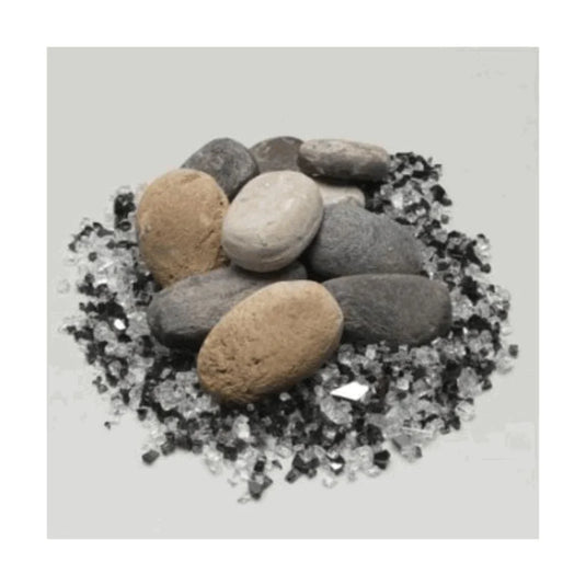 Majestic contemporary media conversion kit with glass media and stones for Quartz 36 inch gas fireplace