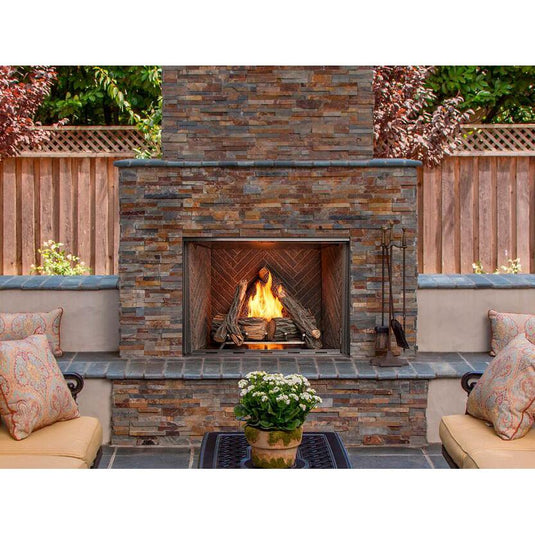 Majestic Courtyard 42 inch Traditional Outdoor Vent-Free Natural Gas Fireplace with Traditional Stacked Concrete Refractory and IntelliFire Ignition System