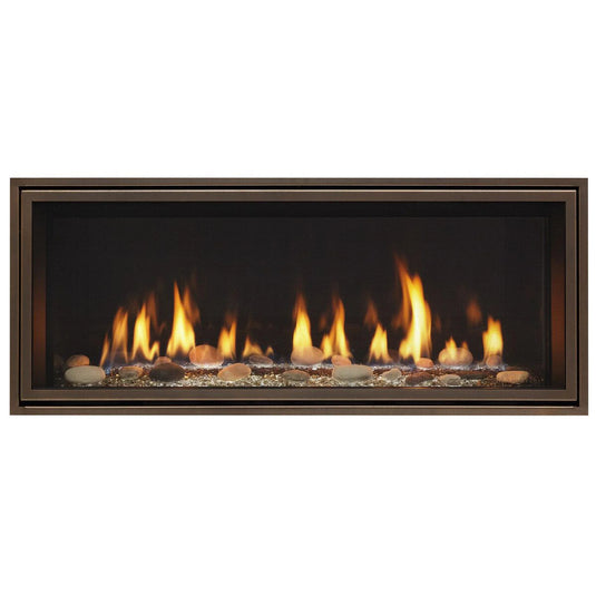 Majestic Echelon II 36-inch linear contemporary direct vent natural gas fireplace with IntelliFire Touch ignition system and LED ember bed