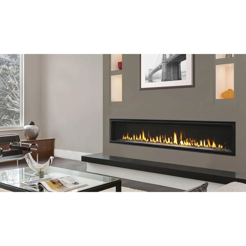 Load image into Gallery viewer, Majestic Echelon II 72 inch linear contemporary direct vent natural gas fireplace with IntelliFire Touch ignition system
