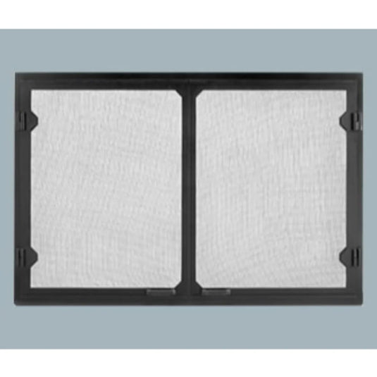 Majestic Grand Vista black cabinet style mesh doors for Biltmore 36 inch wood burning fireplace
