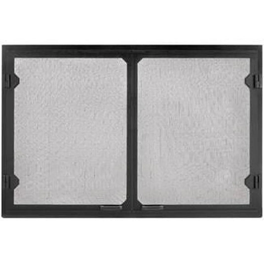 Majestic Grand Vista black cabinet style mesh doors for Biltmore 36 inch wood burning fireplace