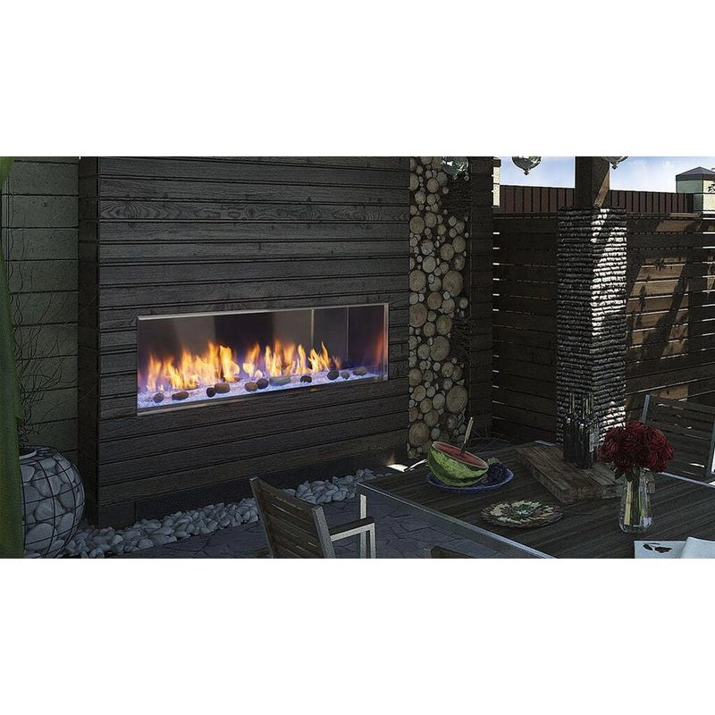 Load image into Gallery viewer, Majestic Lanai See-Through 48 inch linear contemporary outdoor vent-free natural gas fireplace with IntelliFire ignition system and double-sided flame view
