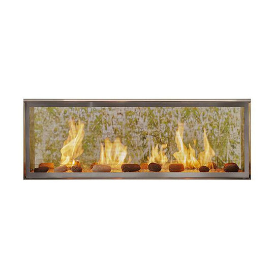 Majestic Lanai See-Through 48 inch linear contemporary outdoor vent-free natural gas fireplace with IntelliFire ignition system and double-sided flame view