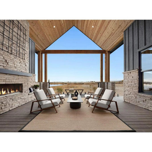 Majestic Lanai 60 inch linear contemporary outdoor vent-free natural gas fireplace with IntelliFire ignition system and LED illuminated glass media